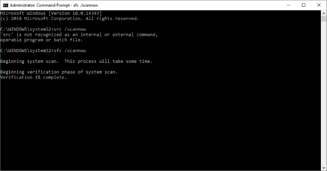 Команда sfc /scannow в командной строке Windows