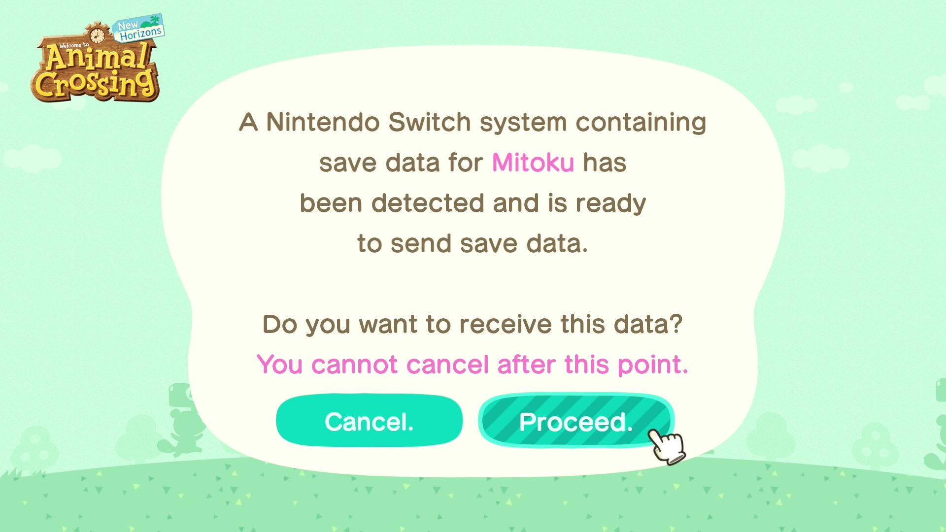 Инструкции Island Transfer Tool: подтверждение переноса на целевой консоли