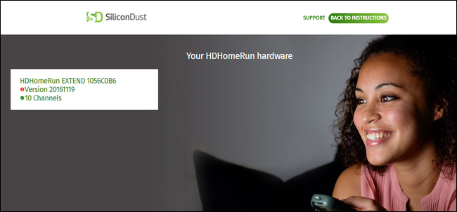 Веб‑интерфейс my.hdhomerun с информацией о модели и прошивке