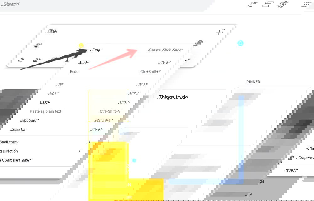 Контекстное меню с опцией Emoji