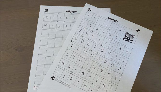 Заполненный шаблон рукописного шрифта