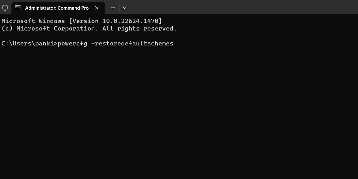 Сброс плана питания в Windows