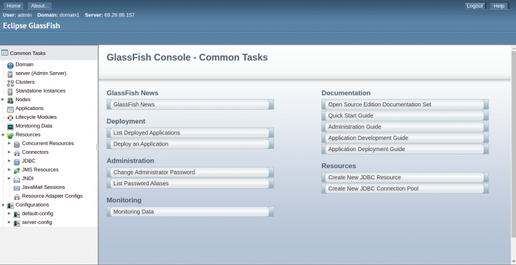 Панель GlassFish