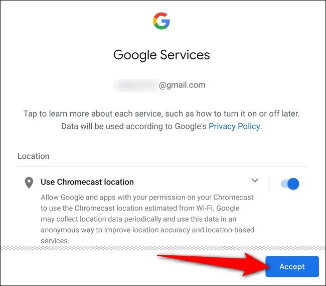 Enable the Google services and tap 