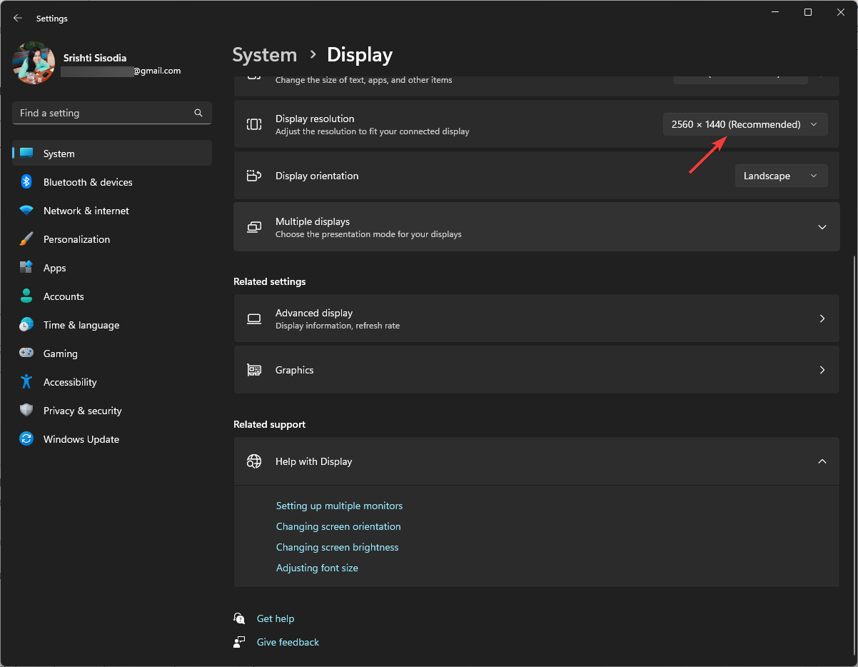 Выбор рекомендуемого разрешения экрана