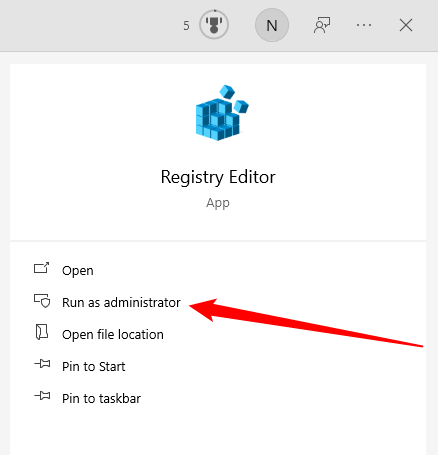 Запуск редактора реестра от имени администратора.