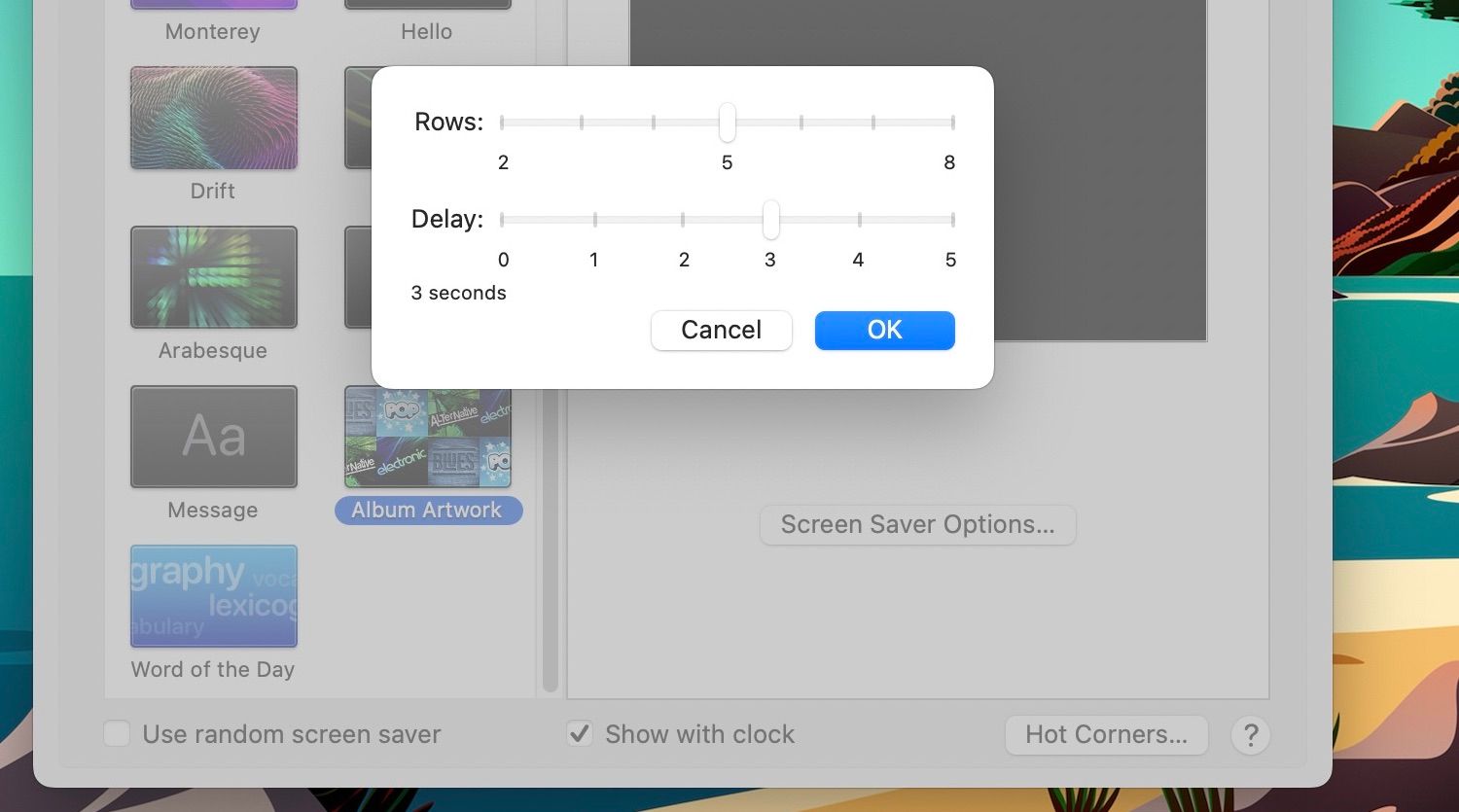 Screen Saver Options