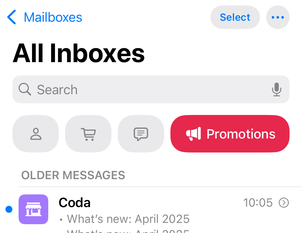 Автоматическая категоризация писем в Apple Mail.