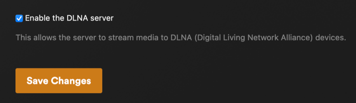Включение DLNA в настройках Plex