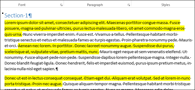 Собрать выделенные фрагменты в Word 2013