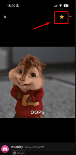 Звезда на GIF становится жёлтой в мобильном приложении