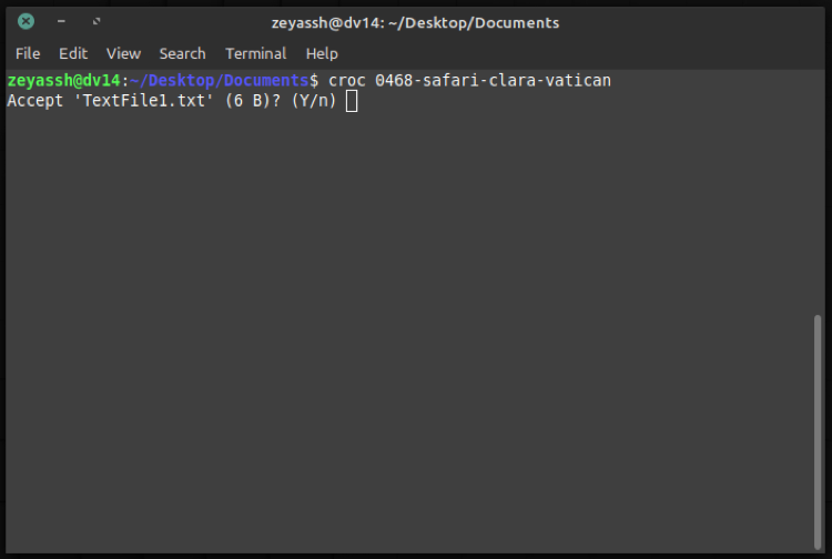 Приём файлов через croc
