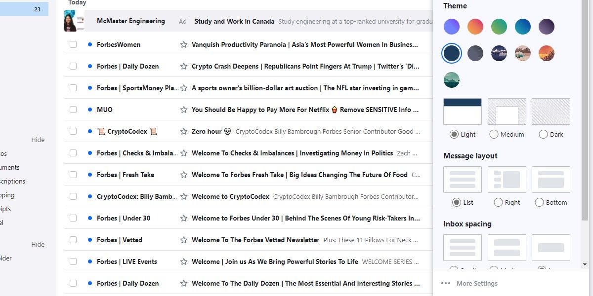 Yahoo! email more settings