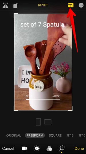 Выбор стандартного соотношения сторон в Apple Photos