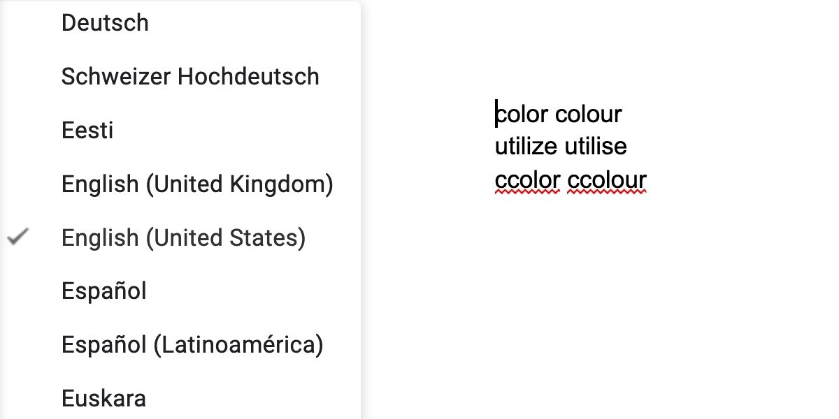 Документ Google Docs с примерами color/colour и пометками.