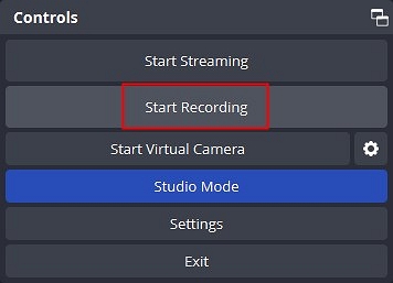 Кнопка Start Recording в OBS Studio
