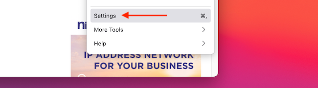 Пункт «Настройки» в меню Firefox
