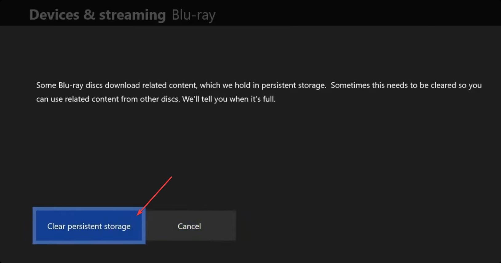 clearing persistent storage xbox