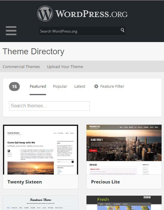 Пример мобильной темы WordPress на смартфоне