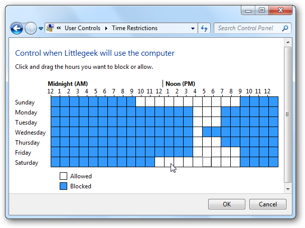 Установка времени доступа: блокировка слотов