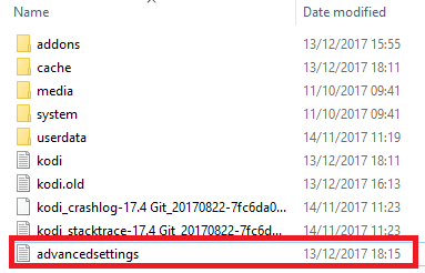 Размещение advancedsettings.xml в папке userdata Kodi