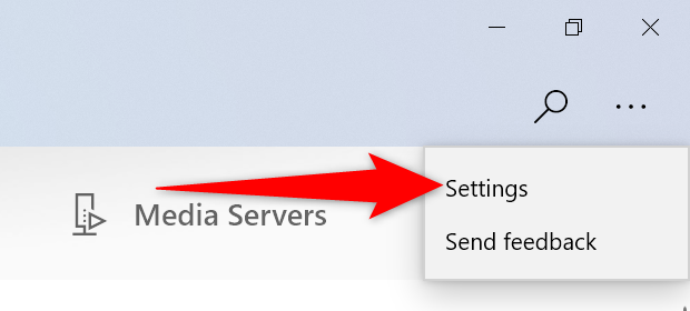Выберите «Настройки» в меню приложения «Фильмы и ТВ»