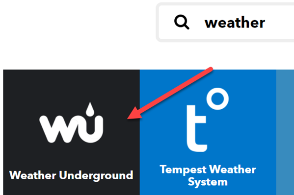 Результат поиска — сервис Weather Underground.