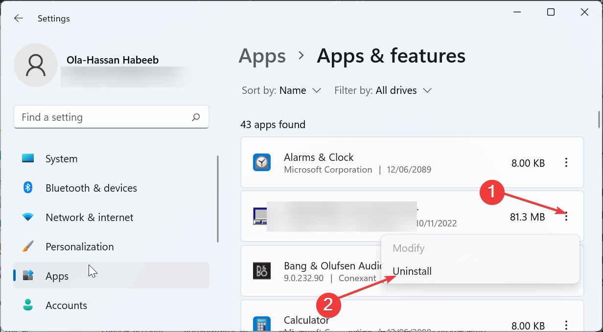 Удаление антивируса через параметры Windows