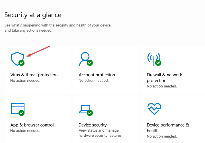 Раздел Защита от вирусов и угроз в Безопасности Windows