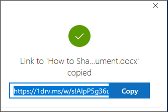 Подтверждение копирования ссылки в буфер обмена
