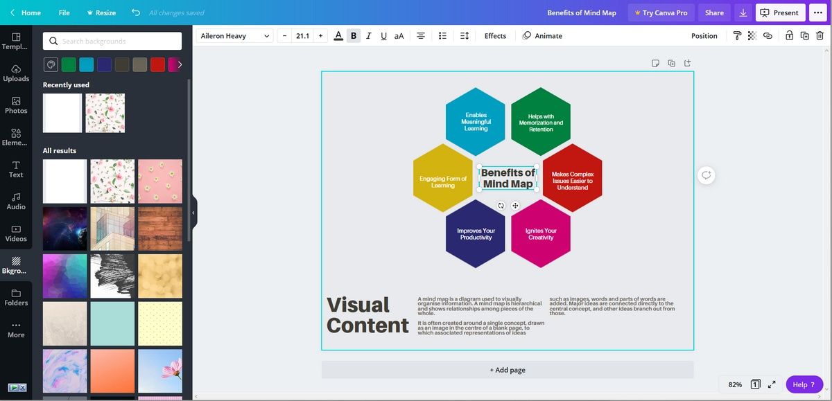 Редактирование интеллект‑карты в Canva