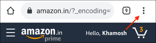 Нажмите Меню в Chrome для Android