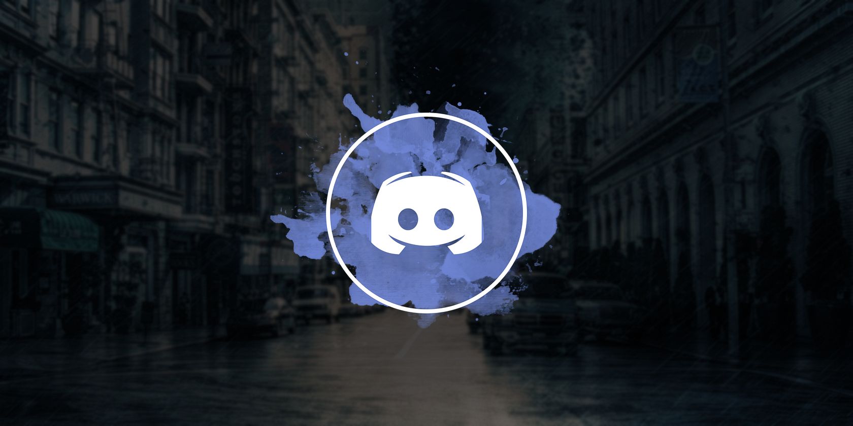 discord logo on top of an urban background