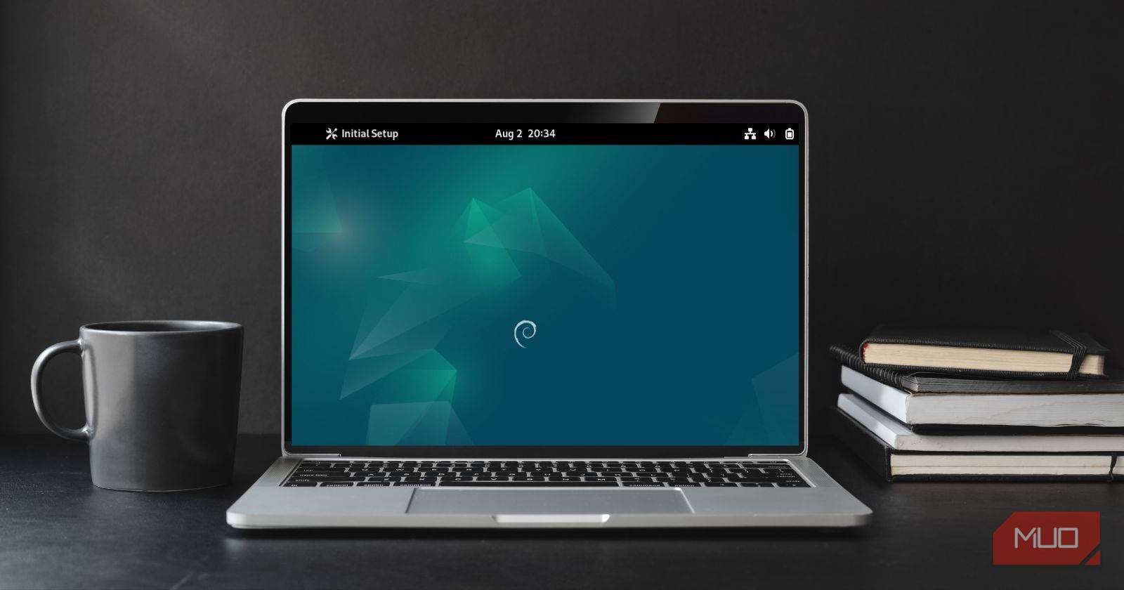A laptop having Debian operating system installed on VirtualBox
