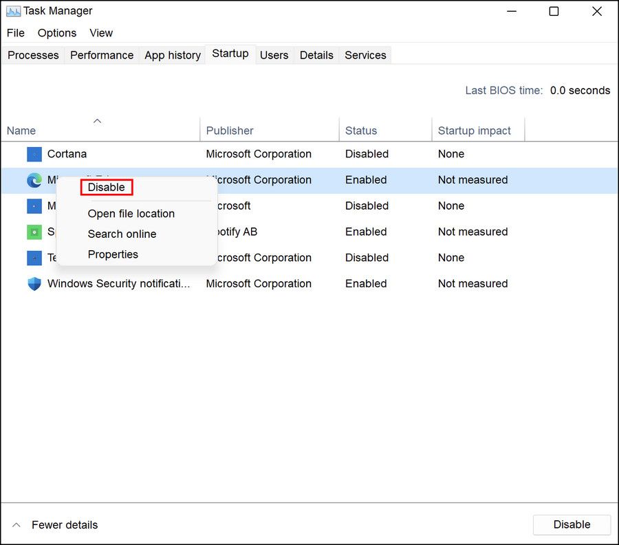 Отключение процесса в Диспетчере задач