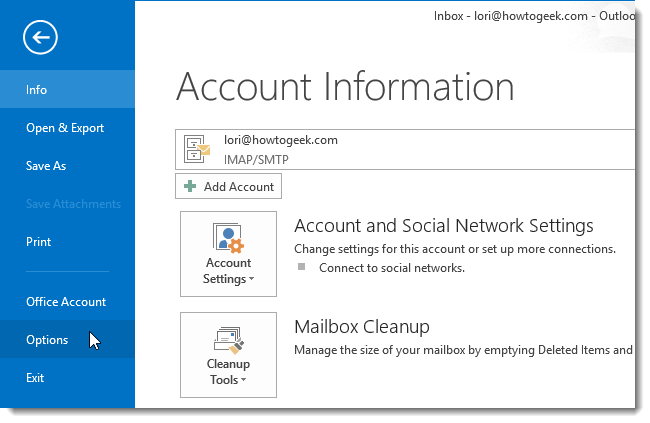 Клик по Параметры в меню