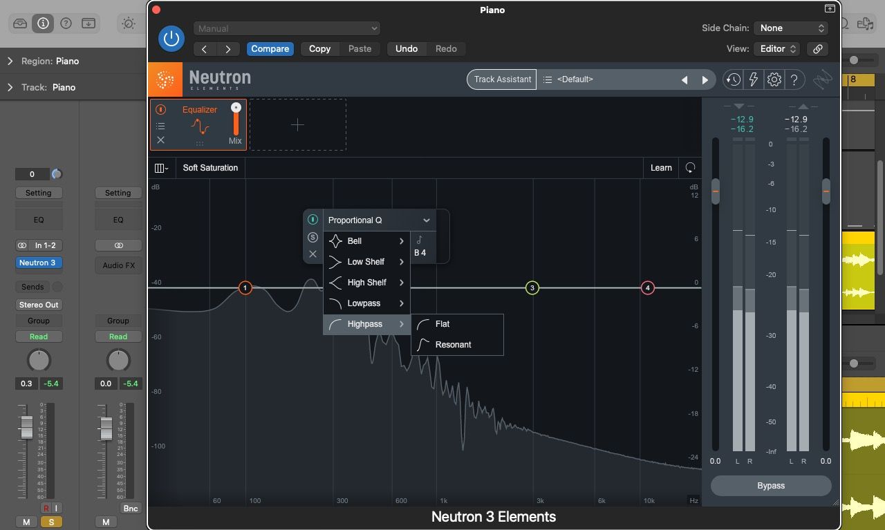 EQ Filter Types in Neutron 3 EQ plugin within Logic Pro X