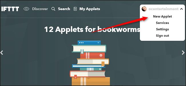 Кнопка новый аплет в IFTTT