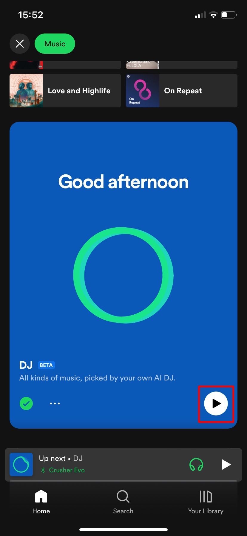 Image showing AI DJ and the Play button