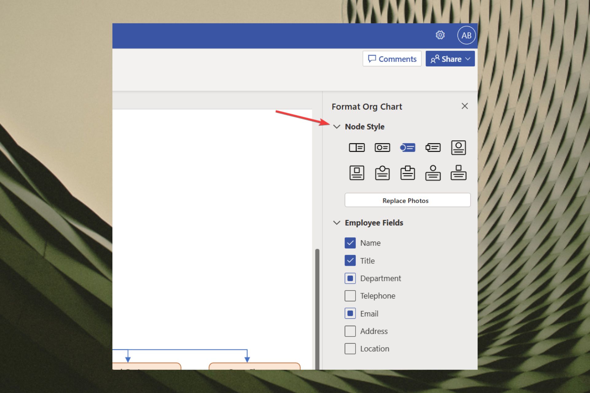 Раздел Стиль узла в панели задач