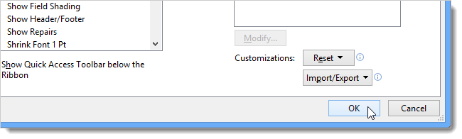 Нажмите ОК для подтверждения