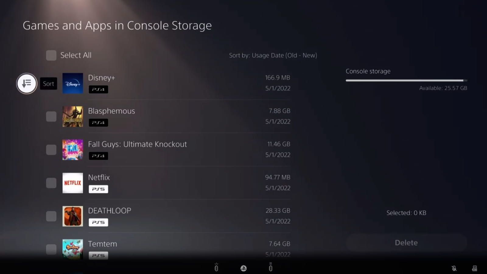 Ps5 Games and Apps Storage List