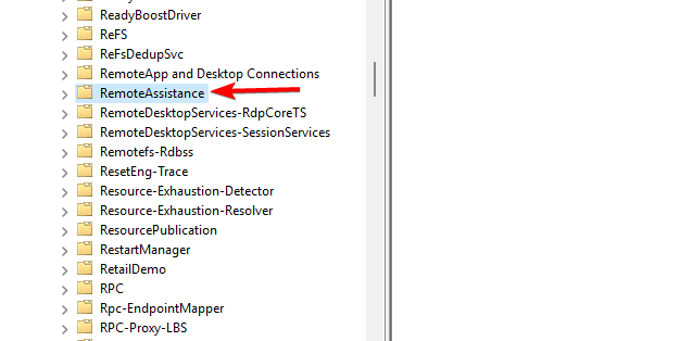 Раздел Windows → RemoteAssistance в Просмотре событий