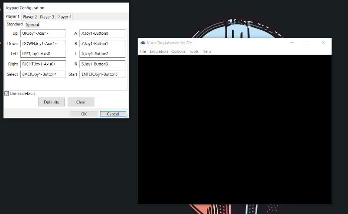 Окно настройки управления для до четырёх игроков