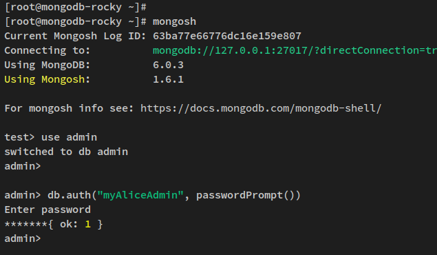 аутентификация mongosh