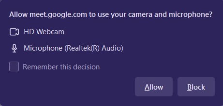 Параметры разрешений в браузере
