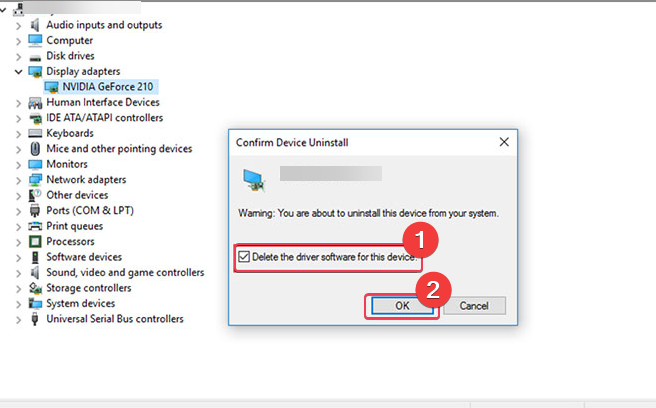 Диалог подтверждения удаления устройства в Windows