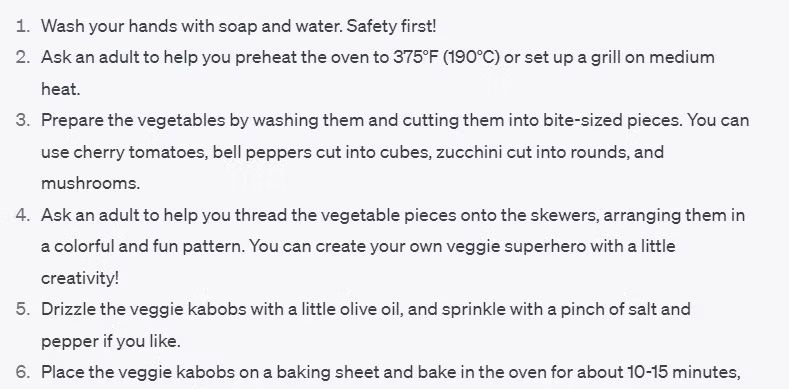 Пошаговая инструкция от ChatGPT для детского блюда