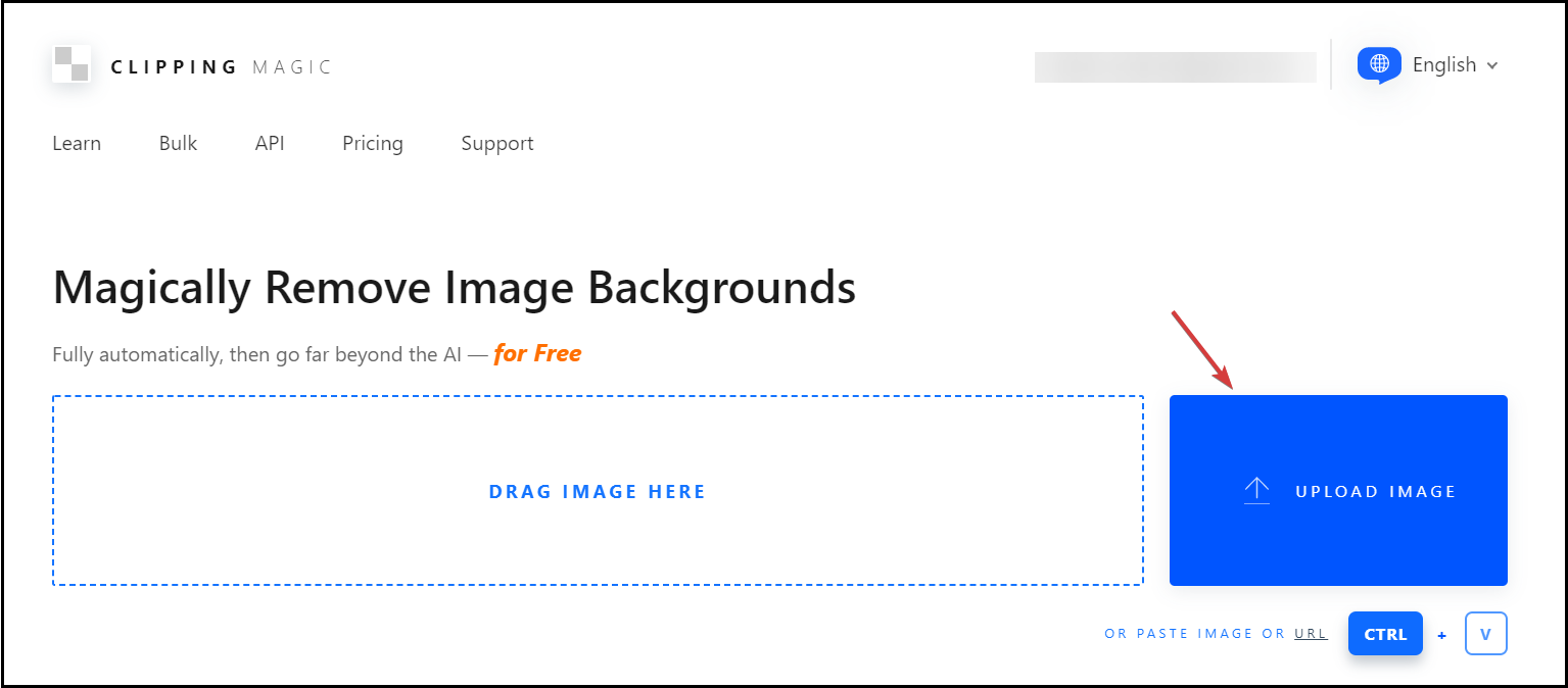 Кнопка выбора фото на Clipping Magic