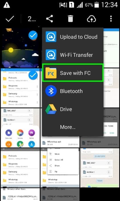 Скриншот: сохранение изображения в файловый менеджер